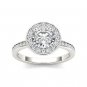 1.40 Tcw Round Solitaire CZ Classic Halo Engagement Ring 10k Solid White Gold