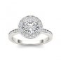 1.40 Tcw Round Solitaire CZ Classic Halo Engagement Ring 10k Solid White Gold