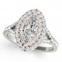 0.75 Tcw Two Tone Marquise Double Halo Cz Engagement Ring 18k White & Rose Gold