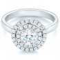 1.20 Tcw Plain Shank Split Prong Double Halo CZ Engagement Ring 14K White gold