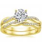 1.05 Ct Round Solitaire Petite Twisted Vine Wedding Ring Set In 14k Yellow Gold