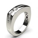 0.60 Ct Semi Bezel Channel Set Round Cut Gents Ring In 18k Solid White Gold