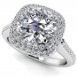 1.35 Tcw Round Solitaire CZ Double Halo Engagement Ring In 10K Solid White gold