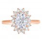 1.10 Tcw Classic Floral Diane Oval Halo CZ Engagement Ring 14K Solid Rose Gold