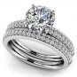 1.95 Tcw Round Cut Solitaire Four Row CZ Wedding Ring Sets 10K Solid White Gold