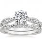 1.25 Tcw Petite Luxe Twisted Vine CZ Bridal Wedding Ring Set 14K Sold White Gold