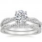1.25 Tcw Petite Luxe Twisted Vine CZ Bridal Wedding Ring Set 14K Sold White Gold