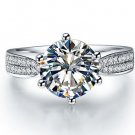 2.30 Tcw Six Prong Round Cut CZ Solitaire Engagement Ring 18k Solid White Gold