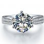 2.30 Tcw Six Prong Round Cut CZ Solitaire Engagement Ring 18k Solid White Gold