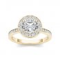 1.40 Tcw Round Solitaire CZ Classic Halo Engagement Ring 14k Solid Yellow Gold