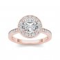 1.40 Tcw Round Solitaire CZ Classic Halo Engagement Ring 14k Solid Rose Gold