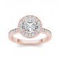 1.40 Tcw Round Solitaire CZ Classic Halo Engagement Ring 14k Solid Rose Gold