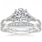 1.40 Tcw Nature Inspired CZ Round Solitaire Wedding Ring Sets In 10k White Gold