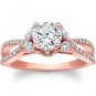 1.50 Tcw Split Shank Round and Marquise Floral Engagement Ring In 18K Rose Gold