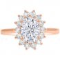1.10 Tcw Classic Floral Diane Oval Halo CZ Engagement Ring 10K Solid Rose Gold