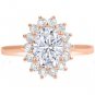 1.10 Tcw Classic Floral Diane Oval Halo CZ Engagement Ring 10K Solid Rose Gold