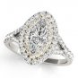 0.75 Tcw Two Tone Marquise Double Halo Cz Engagement Ring 10k White And Y Gold