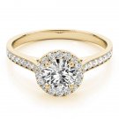 0.80 Tcw Classic Halo CZ Cathedral Solitaire Engagement Ring in 10k Yellow Gold