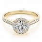 0.80 Tcw Classic Halo CZ Cathedral Solitaire Engagement Ring in 10k Yellow Gold