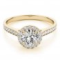 0.80 Tcw Classic Halo CZ Cathedral Solitaire Engagement Ring in 10k Yellow Gold