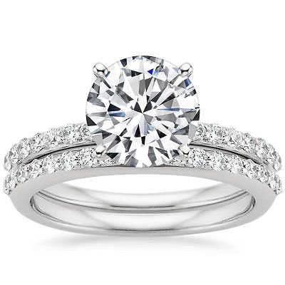 2.50 Tcw Round Solitaire Petite Shared Prong wedding ring Sets 14k white gold