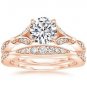 1.40 Tcw Nature Inspired CZ Round Solitaire Wedding Ring Sets In 14k Rose Gold