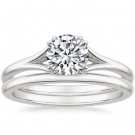 0.80 ct Round Cut Solitaire Reverie Bridal Ring Sets In 14k solid white gold