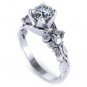 1.15 ct Round Cut Solitaire Rose Floral Design Nature Inspired 14K White Gold