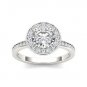 1.40 Tcw Round Solitaire CZ Classic Halo Engagement Ring 18k Solid White Gold