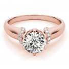 1.00 Tcw Contour Crown with CZ Shoulder Round Cut Engagement Ring 10k Rose gold