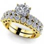 2.10 Ct D Shank Round Cut Wedding Engagement Ring Sets Jewelry 14k Yellow Gold