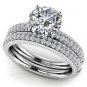 1.95 Tcw Round Cut Solitaire Four Row CZ Wedding Ring Sets 14K Solid White Gold