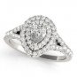 1.10 Tcw Two Tone Pear Shaped Double Halo CZ Engagement ring 18k White Gold