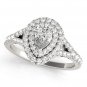 1.10 Tcw Two Tone Pear Shaped Double Halo CZ Engagement ring 18k White Gold