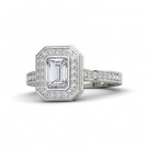 2.15 Tcw CZ Solitaire Bezel Set Emerald Cut Halo Engagement Ring 18K white Gold