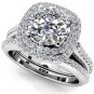 1.50 Tcw Round Solitaire CZ Double Halo Bridal Ring Sets 18K Solid White gold