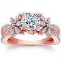 1.90 Tcw Split Shank Round and Marquise Floral Engagement Ring In 14K Rose Gold