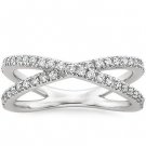 0.35 Ct F-G SI Round Cut Diamond Pave Half Eternity Wedding Band 18K white gold