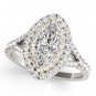 0.75 Tcw Two Tone Marquise Double Halo Cz Engagement Ring 14k White And Y Gold