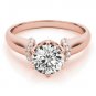 1.00 Tcw Contour Crown with CZ Shoulder Round Cut Engagement Ring 18k Rose gold