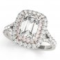 1.10 Tcw Two Tone Emerald Cut Double Halo CZ Engagement ring 18k White Rose gold
