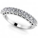 0.70 Ct G-H SI Knife Edge Half Eternity Band Diamond Wedding Ring 18K White Gold