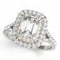 1.10 Tcw Two Tone Emerald Cut Double Halo CZ Engagement ring 10k White And YG