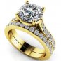 2.75 Ct Big Round Bridal Engagement Wedding Jewelry Ring Sets 14k Yellow Gold