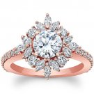 1.75 Tcw Round & Marquise Nature Inspired Floral Engagement Ring 14K Rose Gold
