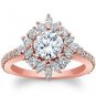 1.75 Tcw Round & Marquise Nature Inspired Floral Engagement Ring 14K Rose Gold