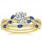 1.70 Tcw CZ Blue Sapphire Marquise Luxe Willow Wedding Ring Set 10K Yellow gold