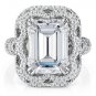 5.90 ct Solitaire Emerald Cut Cirrus Large Halo Engagement Ring 14K White gold