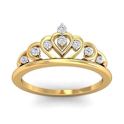 0.12 Ct F-G SI Round Cut Diamond Promise Ring Wedding Band In 10k Yellow Gold