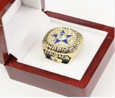 Roger Staubach - 1971 Dallas Cowboys Super Bowl Silver Color Ring W Wooden  Box